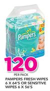 Pampers Fresh Wipes 6x64's Or Sensitive Wipes 6x56's-Per Pack