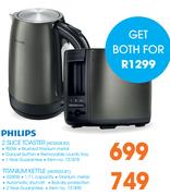 Philips 2 Slice Toaster HD2628.82 +  Titanium Kettle HD9322.81