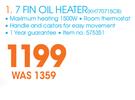 Delonghi 7 Fin Oil Heater KH770715CB