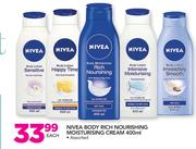 Nivea Body Rich Nourishing Moisturising Cream-400ml Each