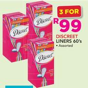 Discreet Liners Assorted 60's-For 3