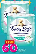Baby Soft 2 Ply Toilet Tissue Minis 9;s Pack-For 2