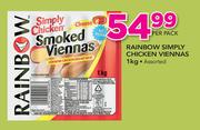 Rainbow Simply Chicken Viennas-1Kg Per Pack