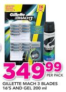 Gillette Mach3 Blades 16's And Gel 200ml-Per Pack