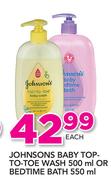 Johnsons Baby Top To Toe Wash 500ml Or Bedtime Bath 550ml-Each