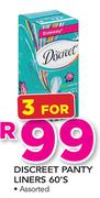 Discreet Panty Liners 60's Pack-For 3