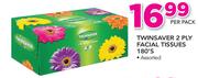 Twinsaver 2 Ply Facial Tissue Assorted-180's Per Pack