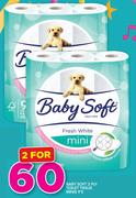 Baby Soft 2 Ply Toilet Tissue Minis 9's Pack-For 2