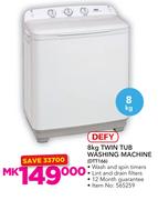 Defy 8Kg Twin Tub Washing Machine DTT166