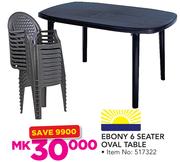 Ebony 6 Seater Oval Table
