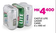 Castle Lite Lager Cans-6 x 440ml