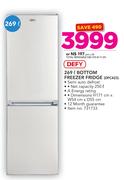 Defy 269Ltr Bottom Freezer Fridge DFC423
