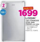 Logik 120Ltr Stainless Steel Bar Fridge LSD-120M
