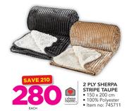 Always Home 2 Ply Sherpa Stripe Taupe-Each