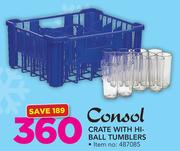 Consol Crate With Hi-Ball Tumblers
