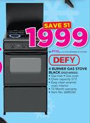 Defy 4 Burner Gas Stove Black DGS168SGG