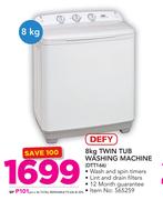 Defy 8Kg Twin Tub Washing Machine DTT166