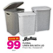 Miss Molly Floral Linen Bin With Lid-Each
