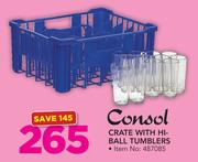 Consol Crate With Hi Ball Tumblers