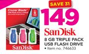 Sandisk 8GB Triple Pack USB Flash Drive