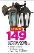 Eurolux 6 Panel Down Facing Lantern(Black Or Gold)-Each
