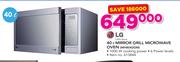 LG 40Ltr Mirror Grill Microwave Oven MH8042GM