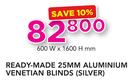 Decorland Ready Made 25MM Aluminium Venetian Blinds Silver-600 W x 1600 H mm