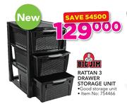 Big Jim Rattan 3 Drawer Storage Unit