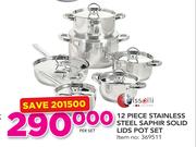 Tissolli 12 Piece Stainless Steel Saphir Solid Lids Pot Set-Per Set