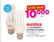 Eurolux 11W Energy Saving Globes-Each