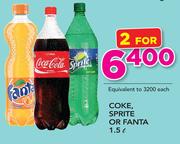 Coke, Sprite Or Fanta-2 x 1.5Ltr