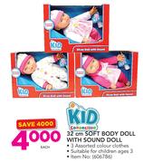 Kid Connection 32Cm Soft Body Doll With Sound Doll-Each