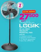 Logik 45Cm High Velocity Pedestal Fan HVP-45