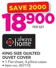 Always Home King Size Quilted Duvet Cover-Per Set
