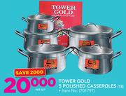 Tower Gold 5 Polished Casseroles-Per Set