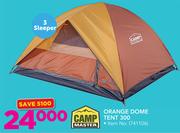 Camp Master 3 Sleeper Orange Dome Tent 300