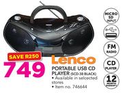 Lenco Portable USB CD Player SCD-38BLACK