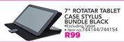 7" Rotatar Tablet Case Stylus Bundle Black Excluding Tablet