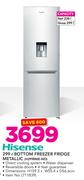 Hisense 299Ltr Bottom Freezer Fridge Metallic H299BME-WD