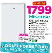 Hisense 120Ltr Bar Fridge White H120RWH