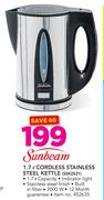 Sunbeam 1.7Ltr Cordless Stainless Steel Kettle SSK2521