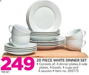 20 Piece White Dinner Set-Per Set
