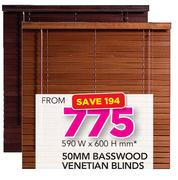 Decorland 50mm Basswood Venetian Blinds 590x600mm