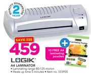 Logik A4 Laminator With Free A4 Laminating Pouches