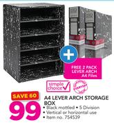 Simple Choice A4 Lever Arch Storage Box With Free 2 pack Lever Arch A4 File
