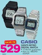 Casio Gents Retro Digital Watch-Each
