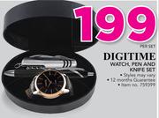 Digitime Watch,Pen And Knife Set-Per Set