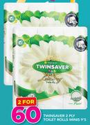 Twinsaver 2 Ply Toilet Rolls Minis 9's Pack-For 2
