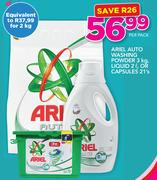 Ariel Auto Washing Powder 3Kg/Liquid 2Ltr or Capsules 21's-Per Pack
