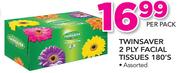 Twinsaver 2 Ply Facial Tissue Assorted-180's Per Pack